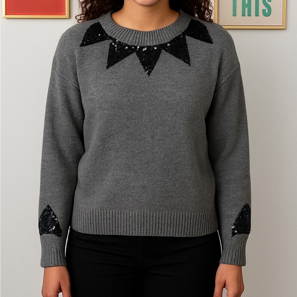 Sweaters - Bibi Gray Sweater with Black Sequin Accents